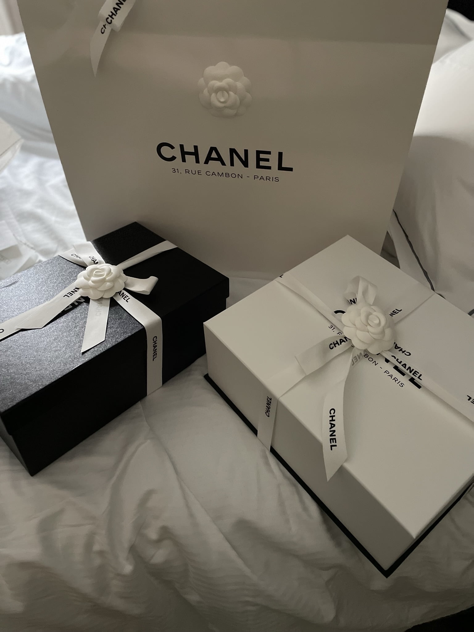 Chanel Chanel White Box + Paper bag + Ribbon Set for Medium Flap Bags