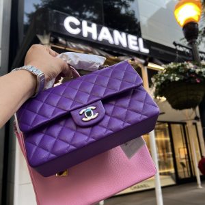 Chanel purple flap 22A caviar iconic flap