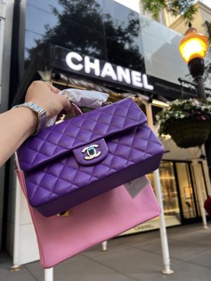 Chanel purple flap 22A caviar iconic flap