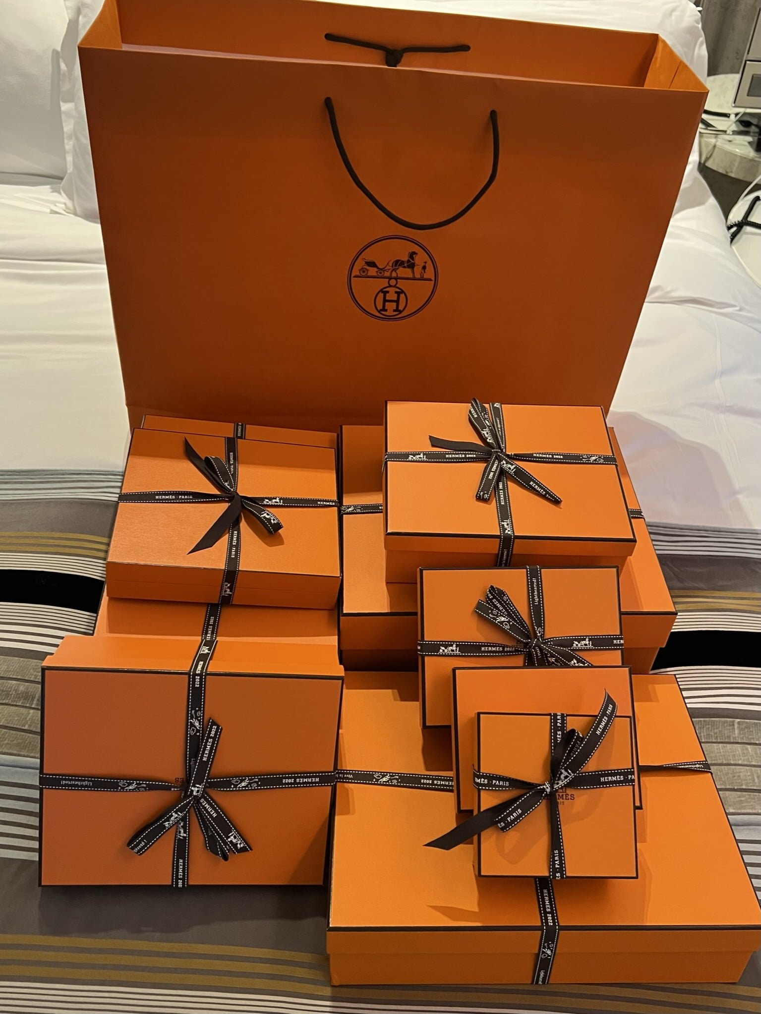Louis Vuitton Empty Paper Shopping Gift Bag Tote Orange