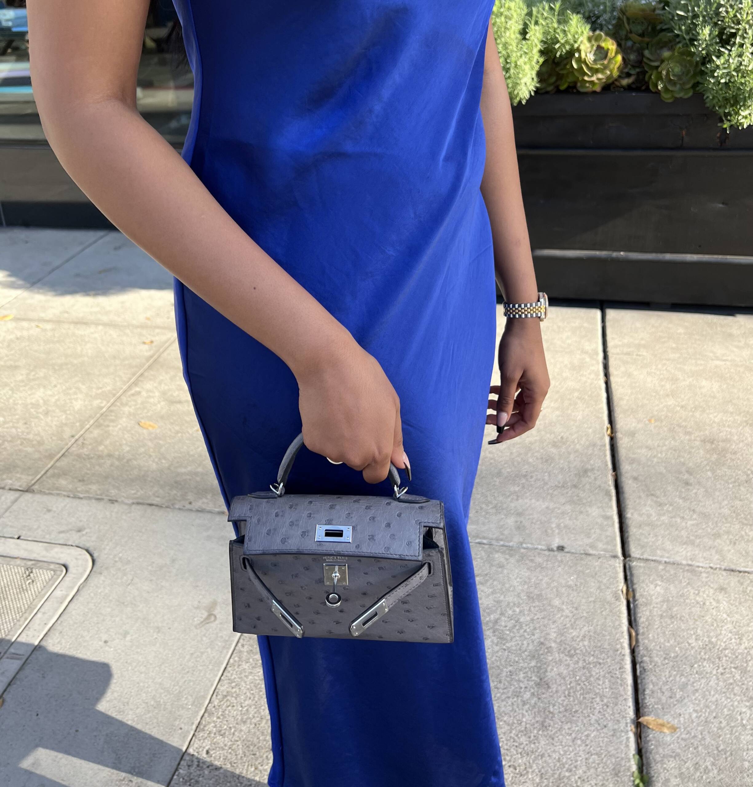 Hermes Kelly 25cm Sellier Bleu Zanzibar Epsom Palladium Hardware