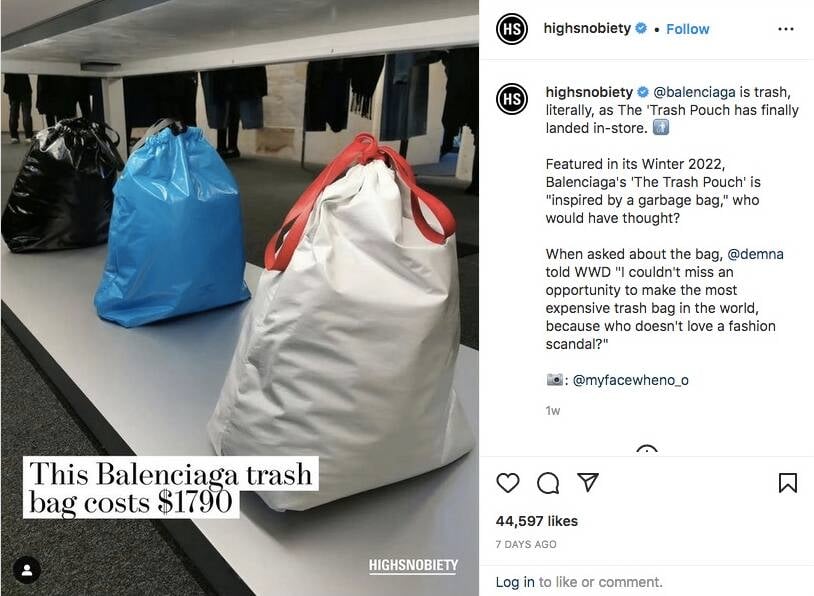 Balenciaga Debuts $1,800 Trash Bag That 'Looks Exactly Like Hefty