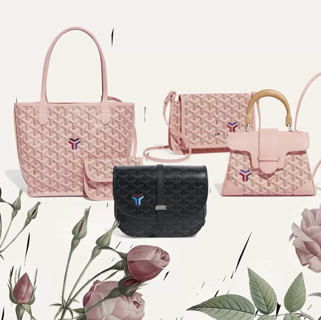 Goyard, Bags, Goyard Goyardine Rose Pink Anjou Mini Reversible Tote Bag