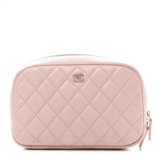 Chanel Pink Caviar Quilted Small Cosmetic Case with Gold Hardware – New2Me  Boutique