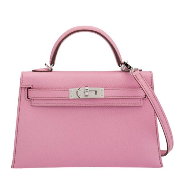 Hermès 5P Bubblegum Pink Epsom Leather Mini Kelly Bag with Palladium Hardware
