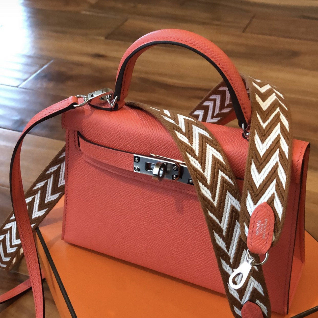 mini hermes red bag