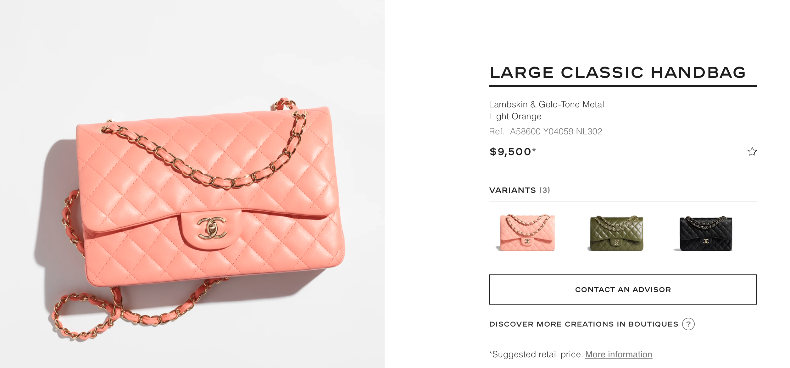 chanel classic flap bag how much