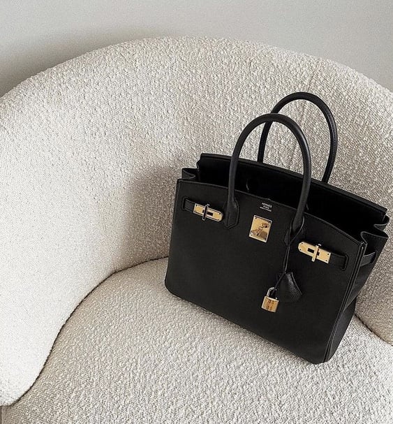 Brand New Hermes Black Noir Epsom GHW Birkin 30 Handbag Gold