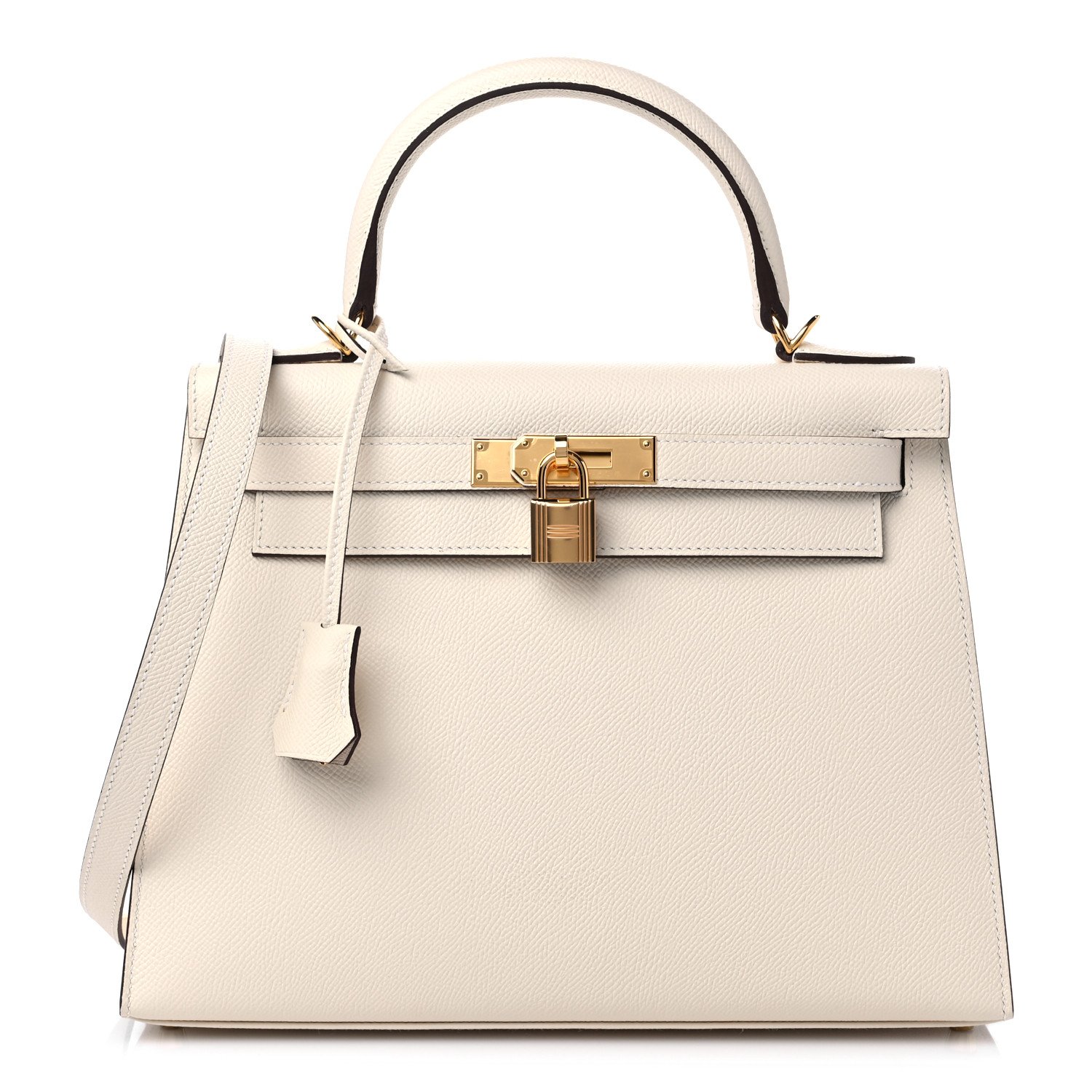 Hermes Craie Off White Sellier Epsom Gold Hardware Kelly 25 Handbag Bag