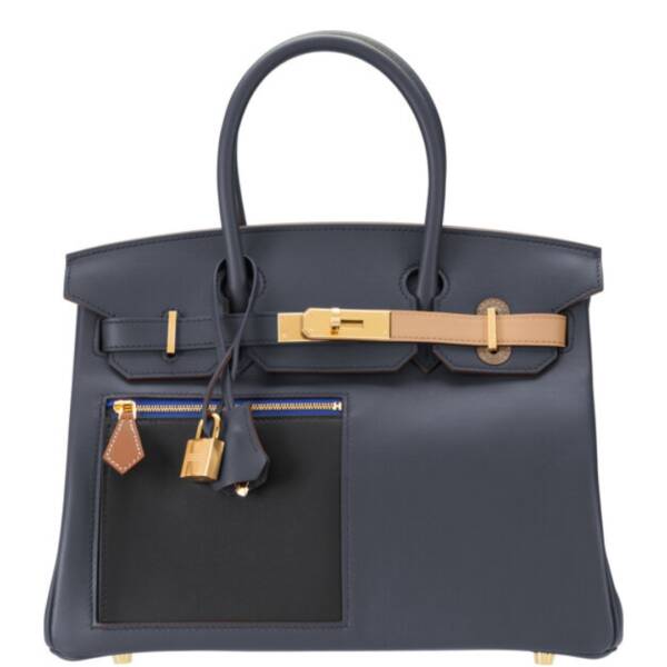 Hermès 30cm "Colormatic" Blue, Black, Chai, Etoupe, and Gold Swift Leather Birkin with Gold Hardware. U, 2022