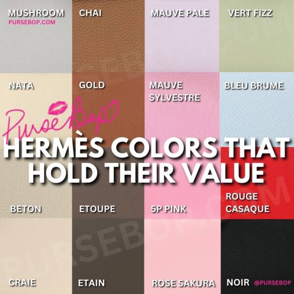 Hermes Colors that hold their value | mushroom hermes | hermes chai | hermes mauve pale | hermes vert fizz | hermes nata |hermes gold