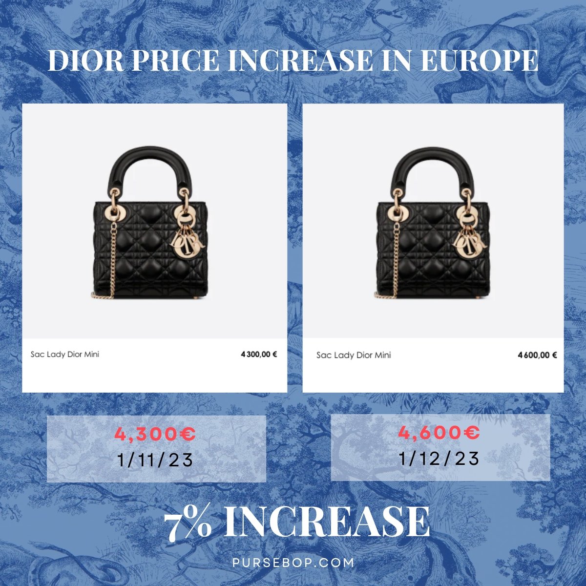 Lady Dior Mini | Dior price increase 2023 europe