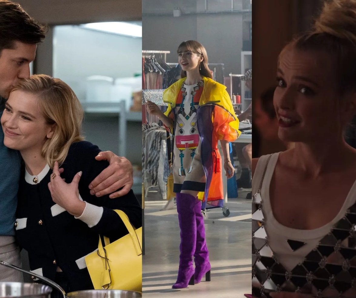 Camille and Emily in Season 3 Emily in Paris wearing Prada looks and Prada bags