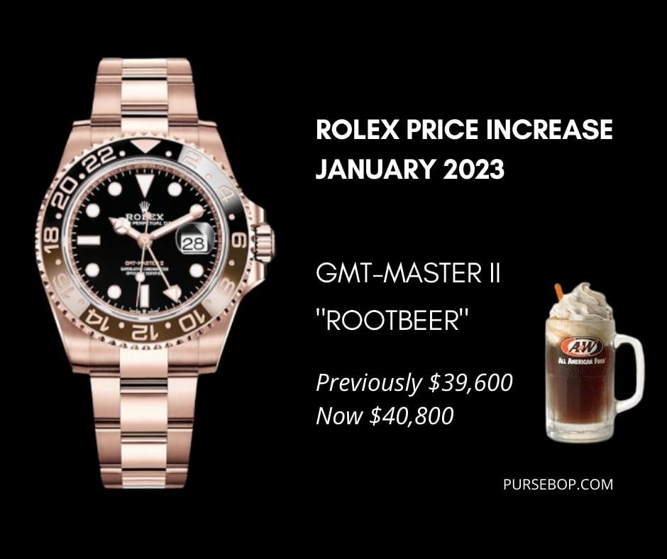 Rolex price increase January 2023 GMT-Master II root beer