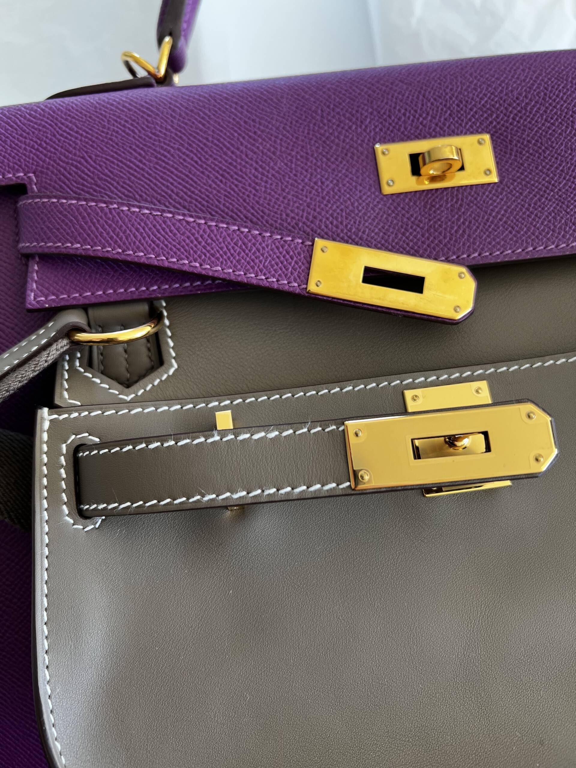 Hermes Kelly mini Jypsiere單肩包灰色