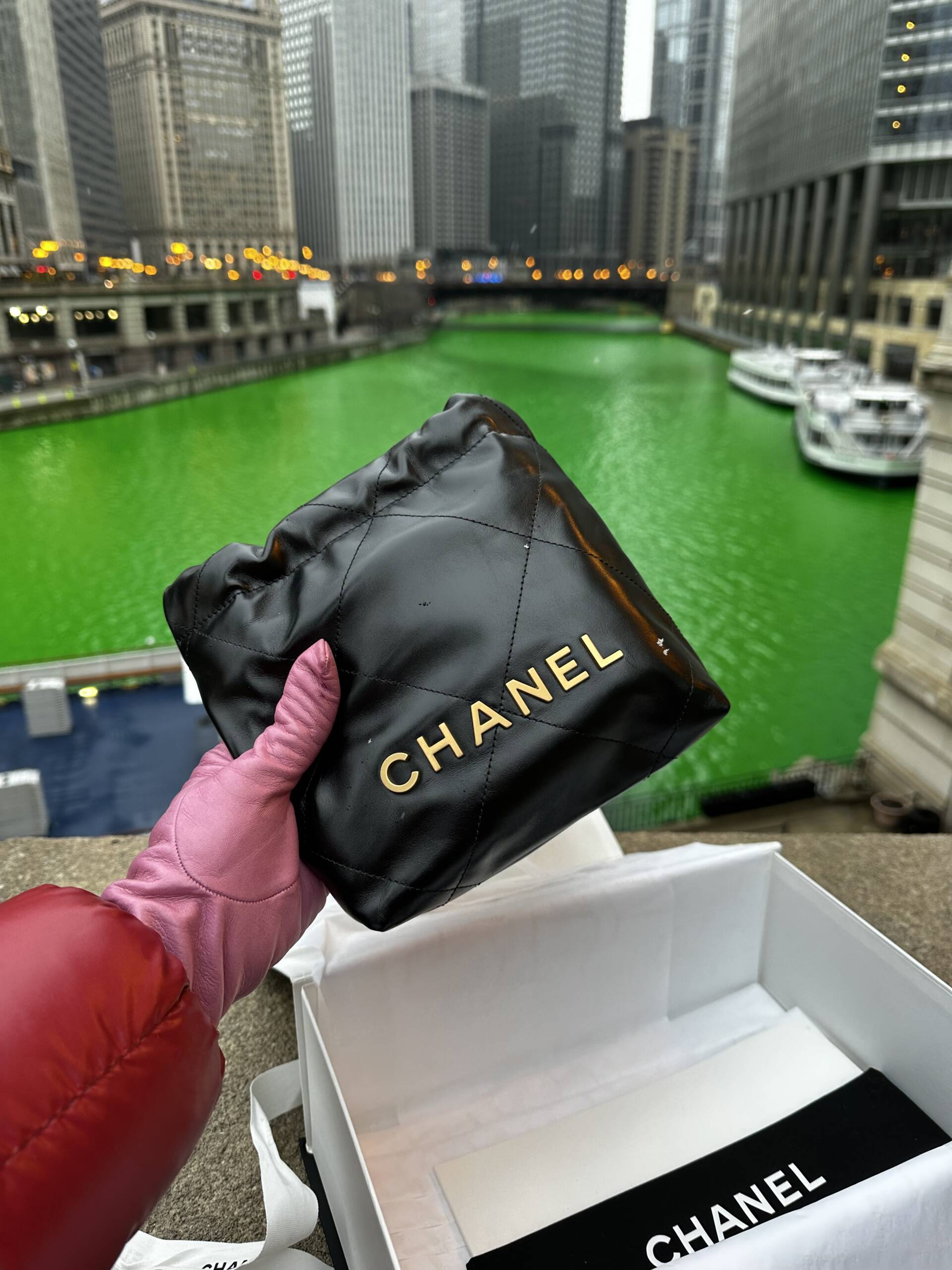 chanel 22 mini handbag | chanel 23s | chanel 23s bags | chanel spring summer 2023 | chanel 22 mini pearl | chanel 22 mini rose gold | chanel 22 mini black |. chicago river green