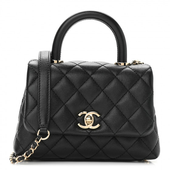 Chanel Extra Mini White Quilted Caviar Coco Handle TPM