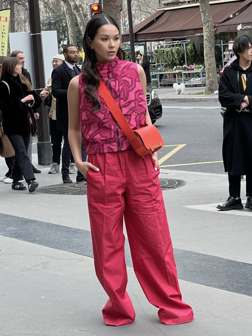 Paris, France - October, 1: Woman Wearing Leather Mini Kelly Handbag from  Hermes, Street Style Outfit. Editorial Photography - Image of logo, label:  261474647