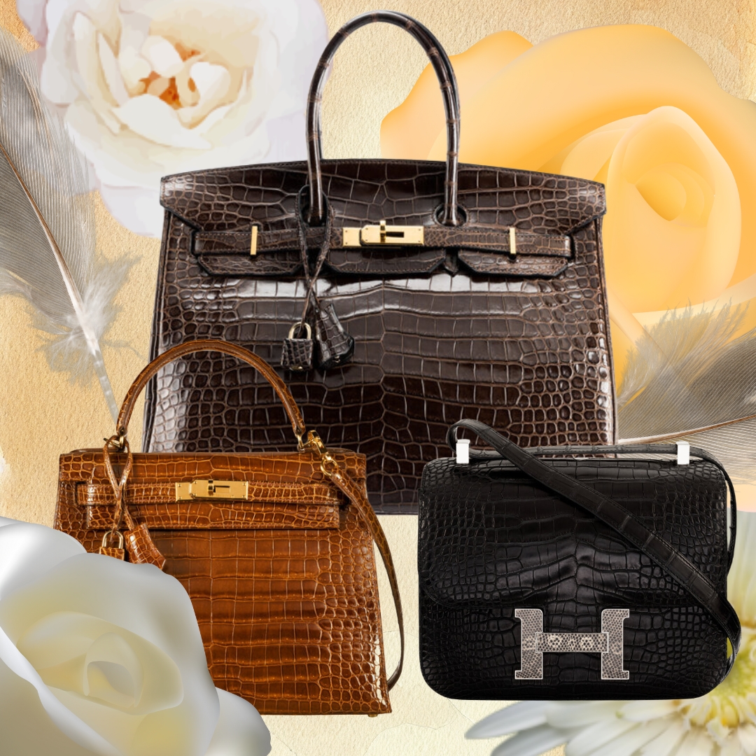 Sold at Auction: HERMES KELLY 28 IN SELLIER ROSE SCHEHERAZADE CROCODILE