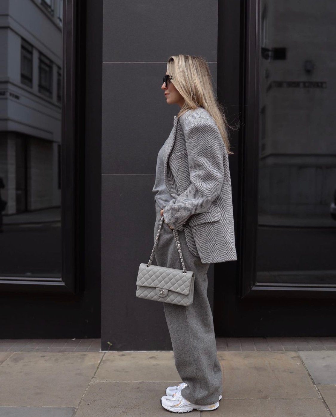 chanel grey classic flap