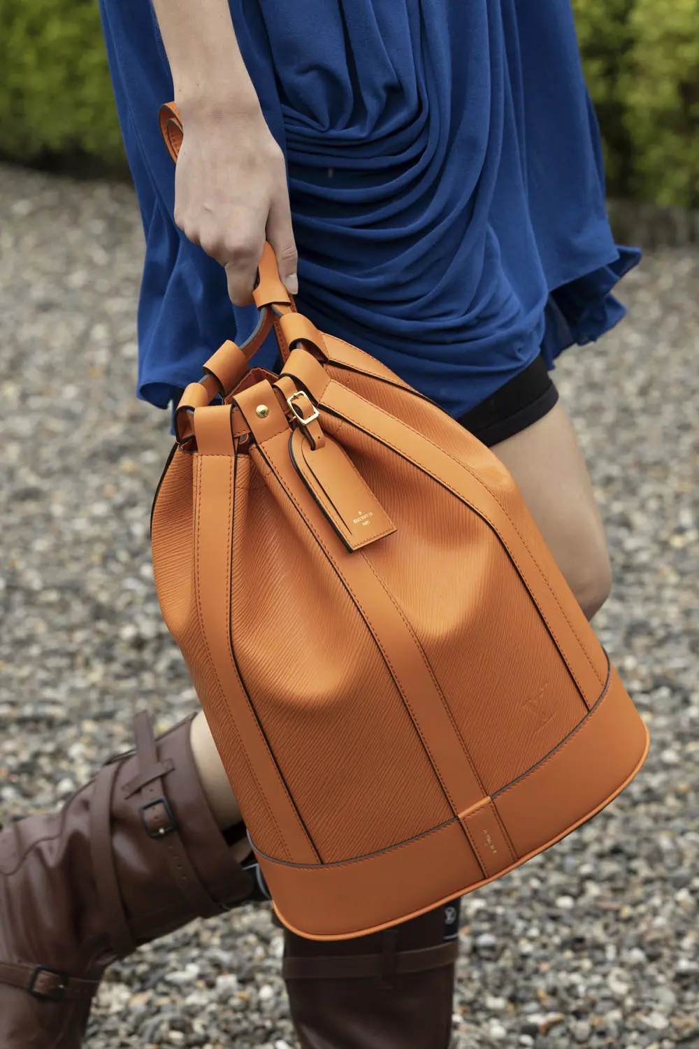 Louis Vuitton Noe Epi Orange Leather Bucket Bag