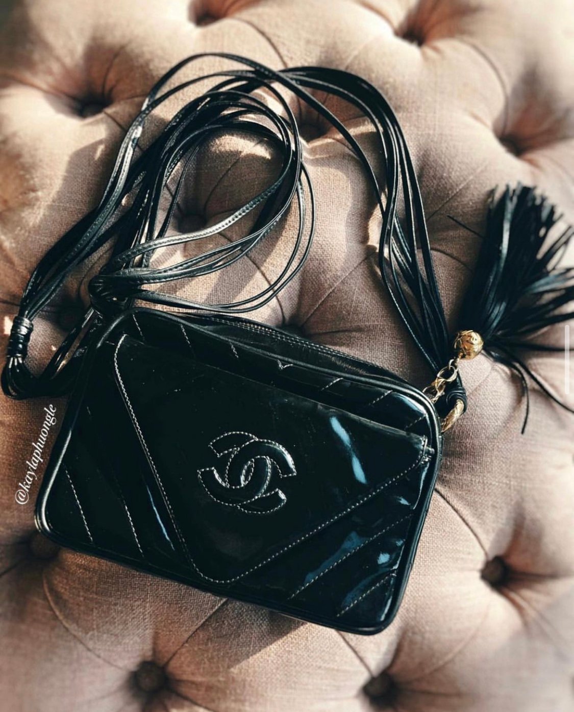 chanel black leather vintage