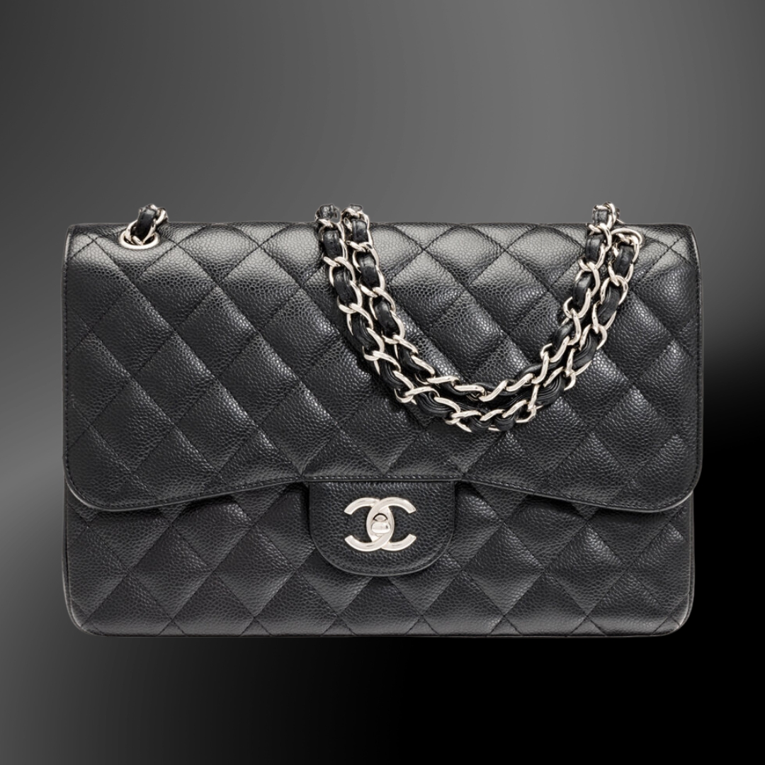 black chanel maxi caviar