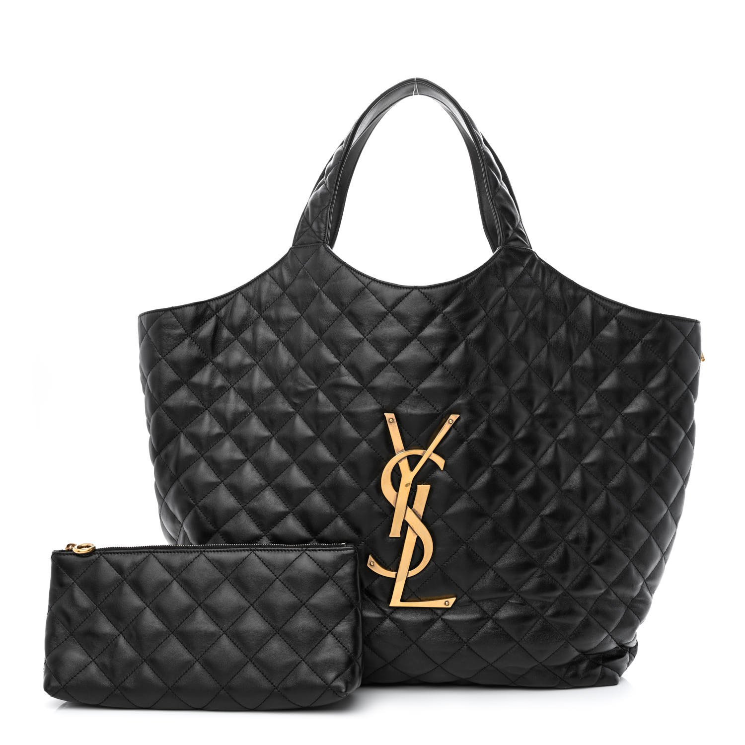 Saint Laurent Icare Maxi Shopping Bag In Quilted Nubuck Suede in Natural