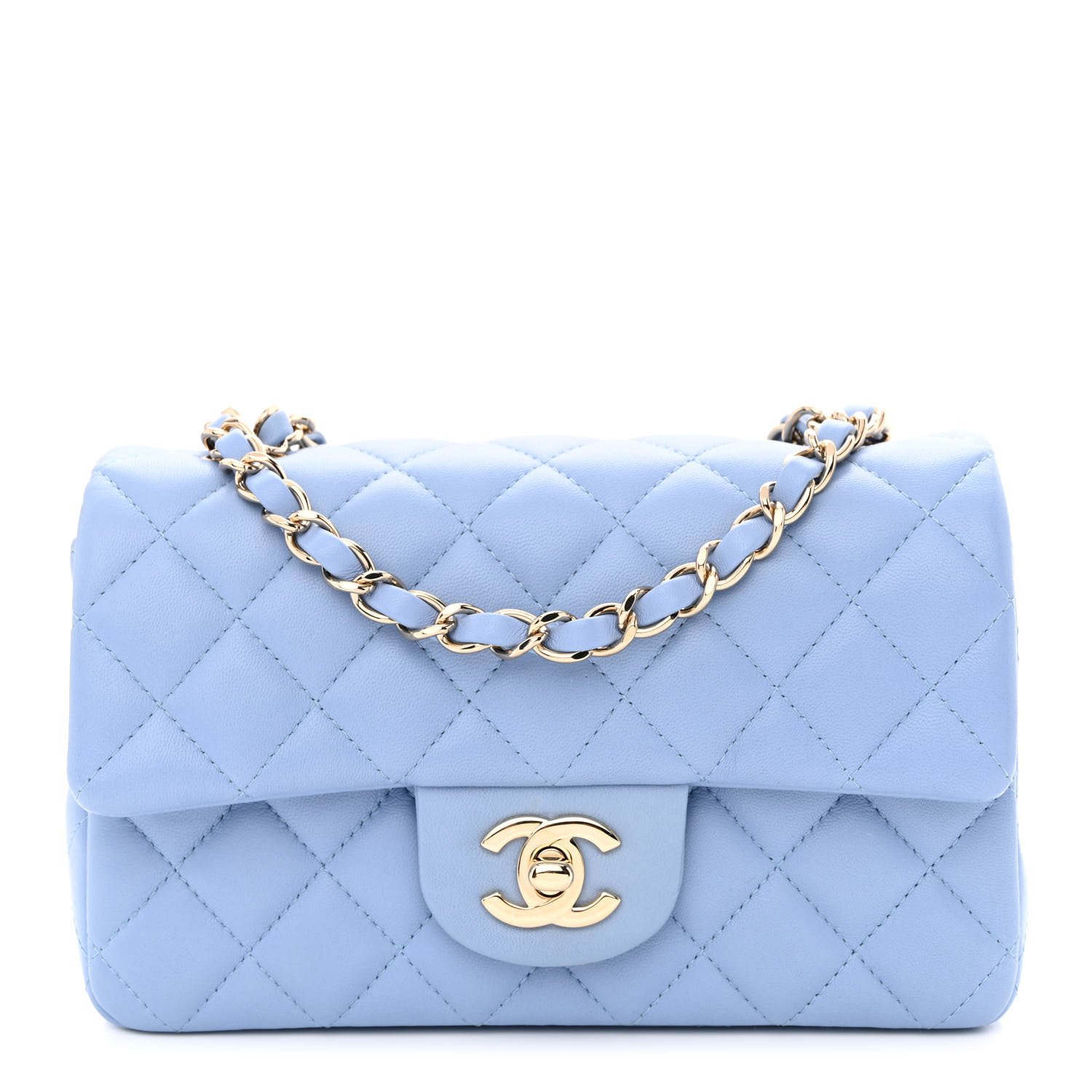 Buy Chanel 22S Light Blue Lambskin Quilted 19 Flap Small MHW | Luxury Pre-owned Chanel Handbags