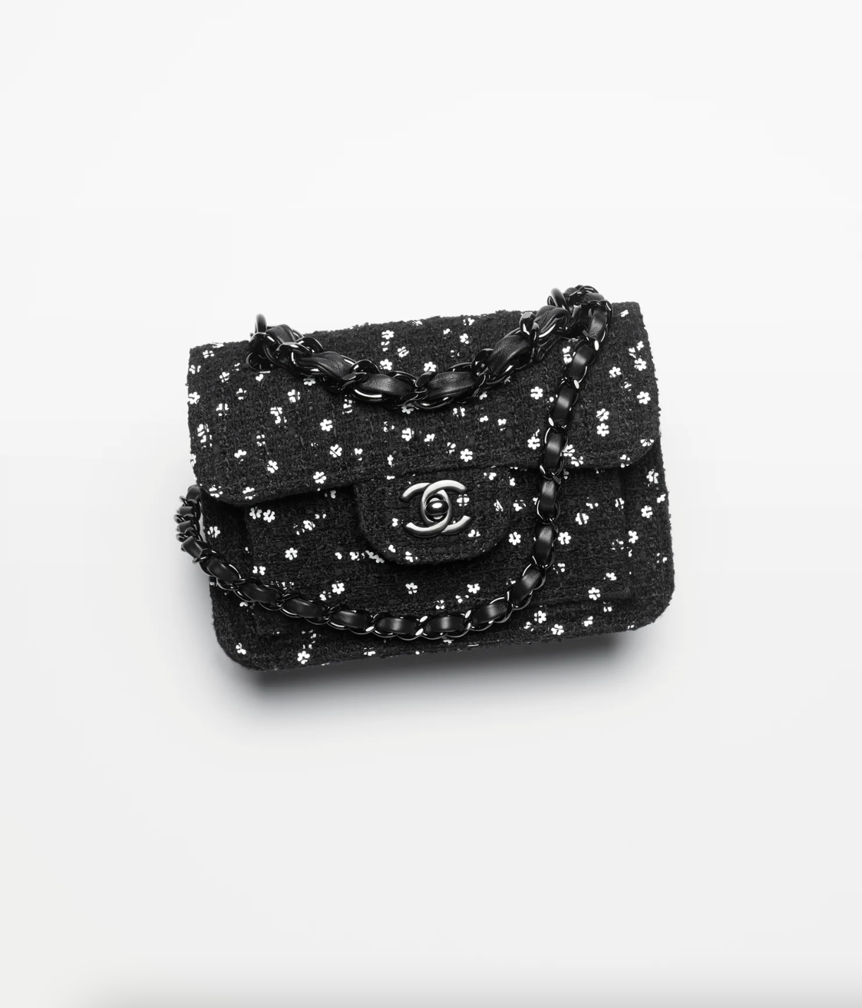 chanel black tweed bag