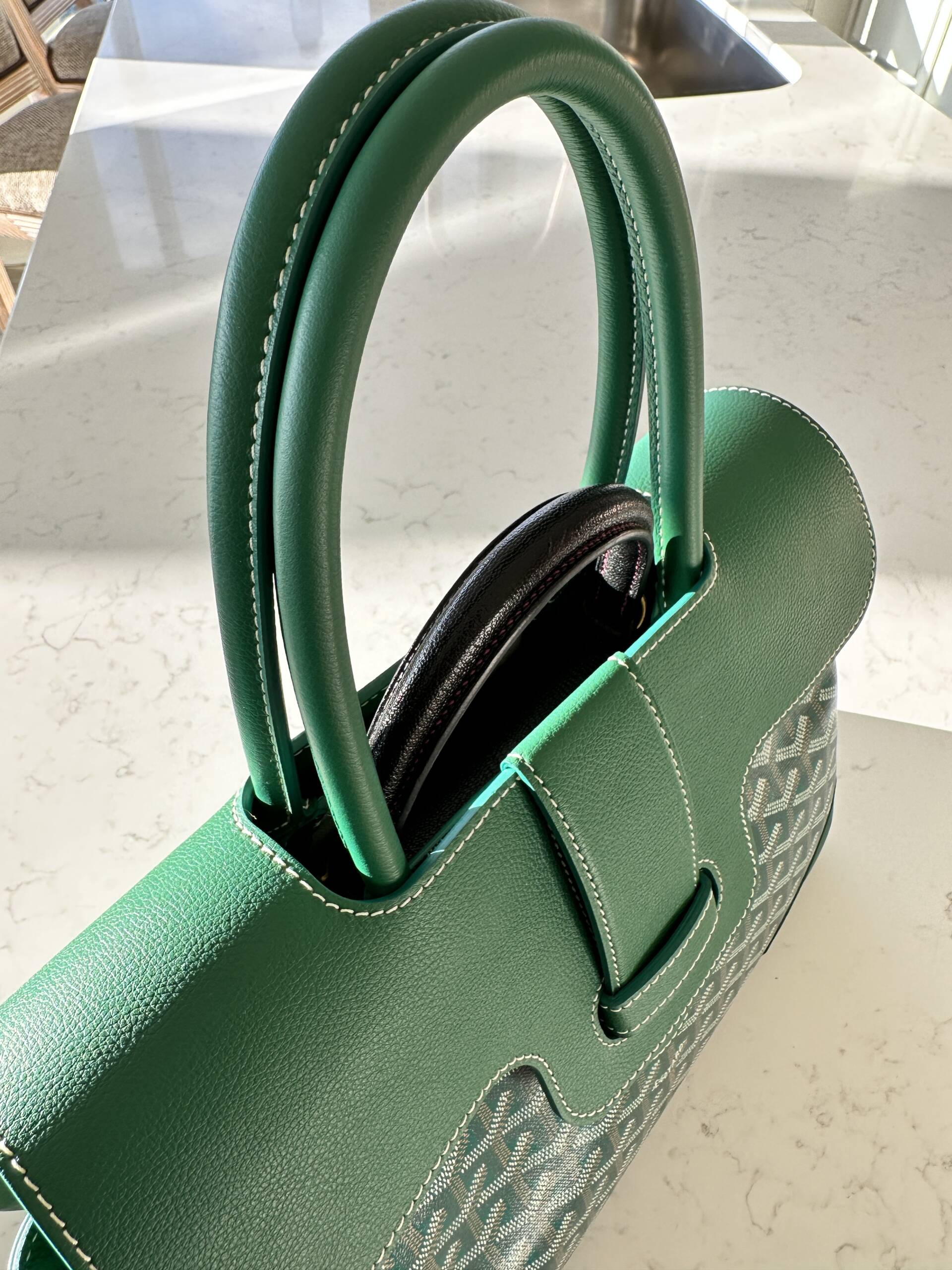 Goyard Green Coated Canvas and Leather Saigon Top Handle Bag Goyard