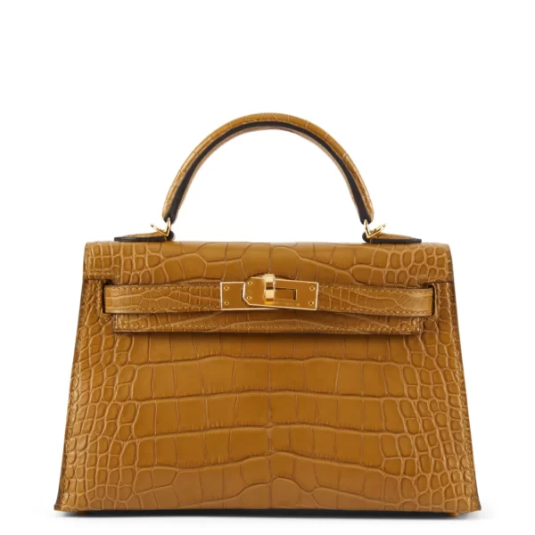 Chanel Orange Alligator Small Classic Flap Bag with Gold Hardware