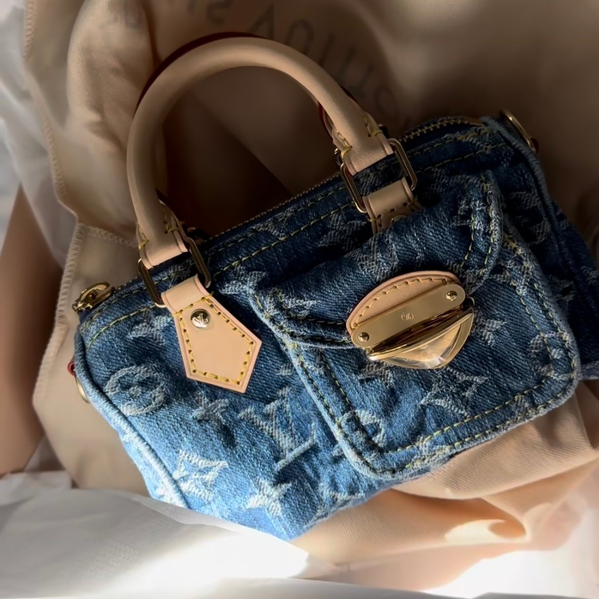 LV Denim Bags Are Back | Lv remix | lv denim backpack | lv denim bookbag | lv y2k | lv retro bags | lv vintage bags | lv 90s bags | lv marc jacobs denim | denim lv monogram | lv denim speedy | denim crossiant