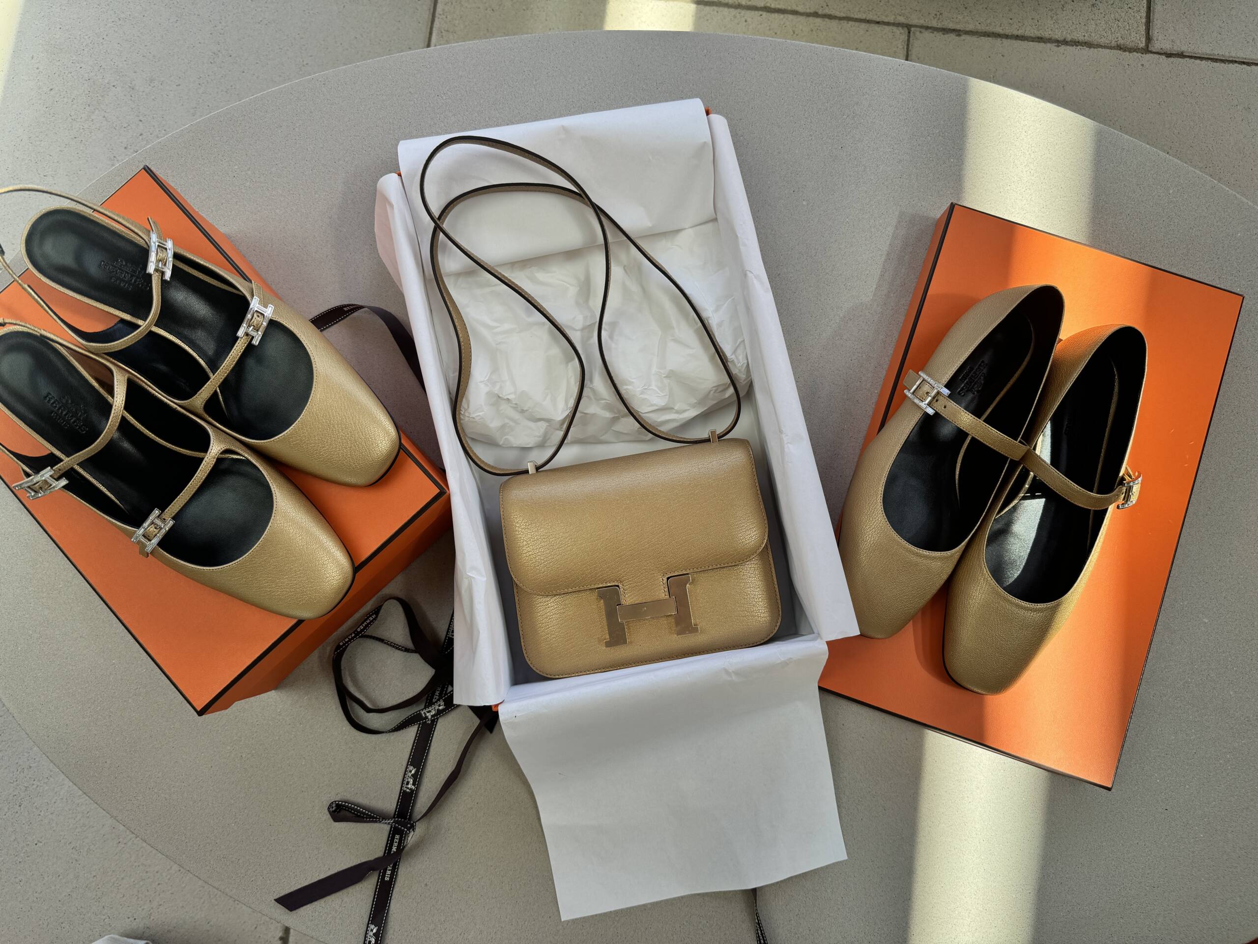 hermes metallic Doré chamkilght constance 18