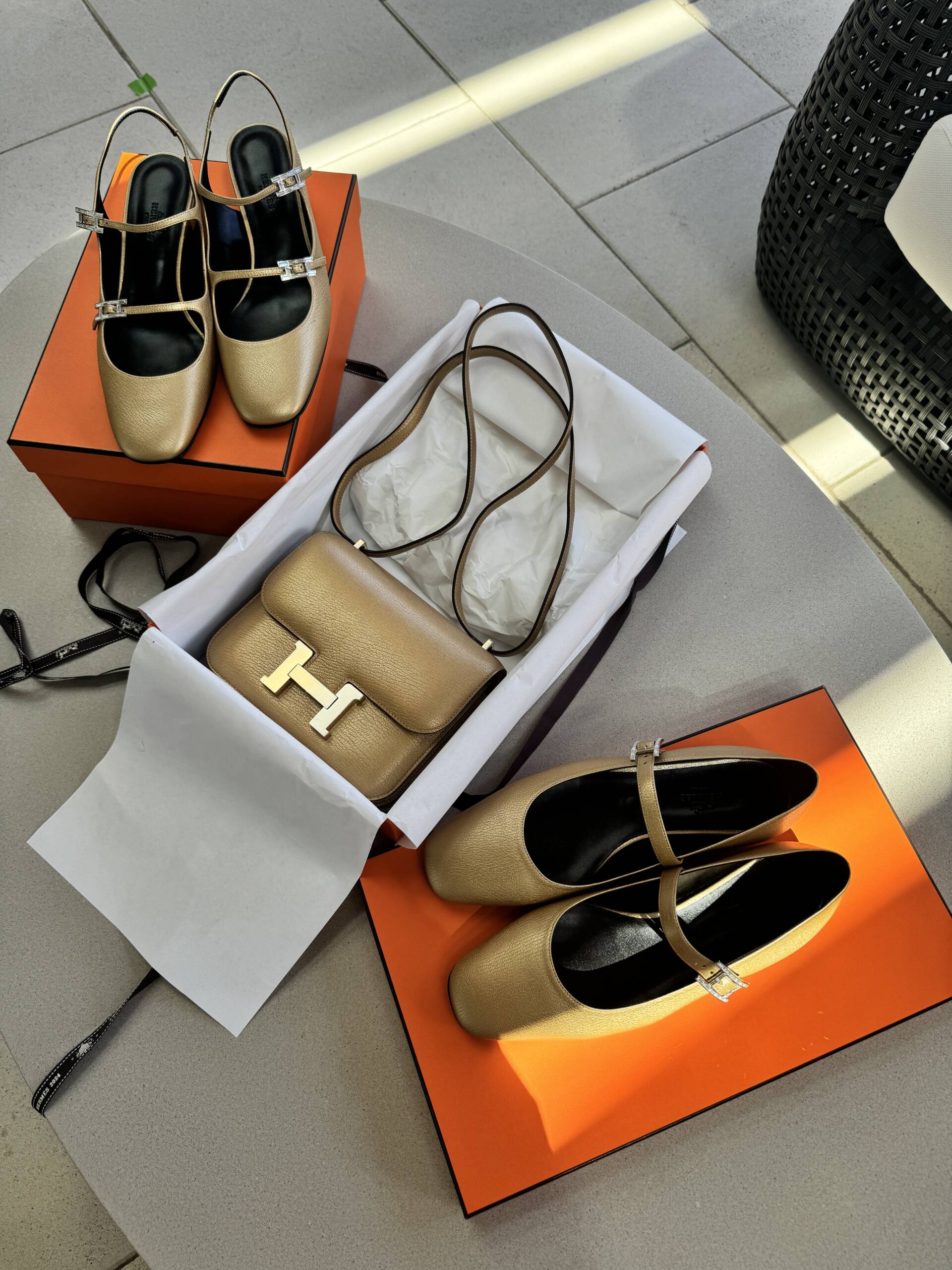 hermes metallic Doré chamkilght constance 18
