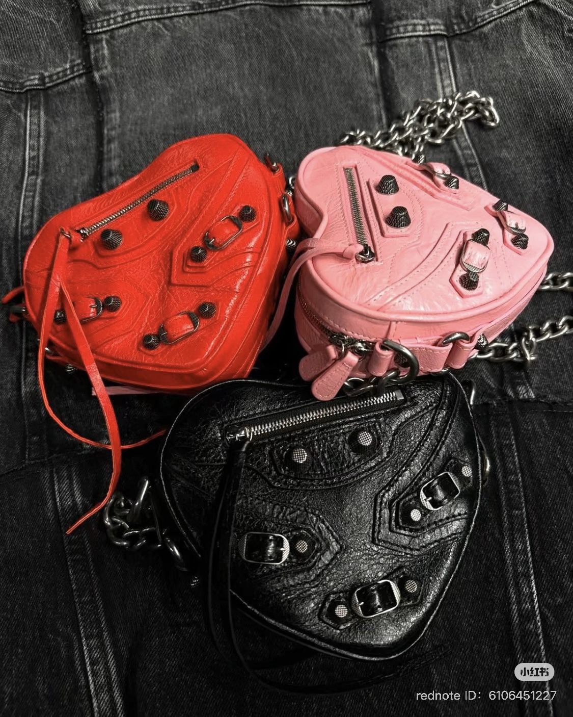 Balenciaga La Cagole Heart Mini Bag Pink Red Black
