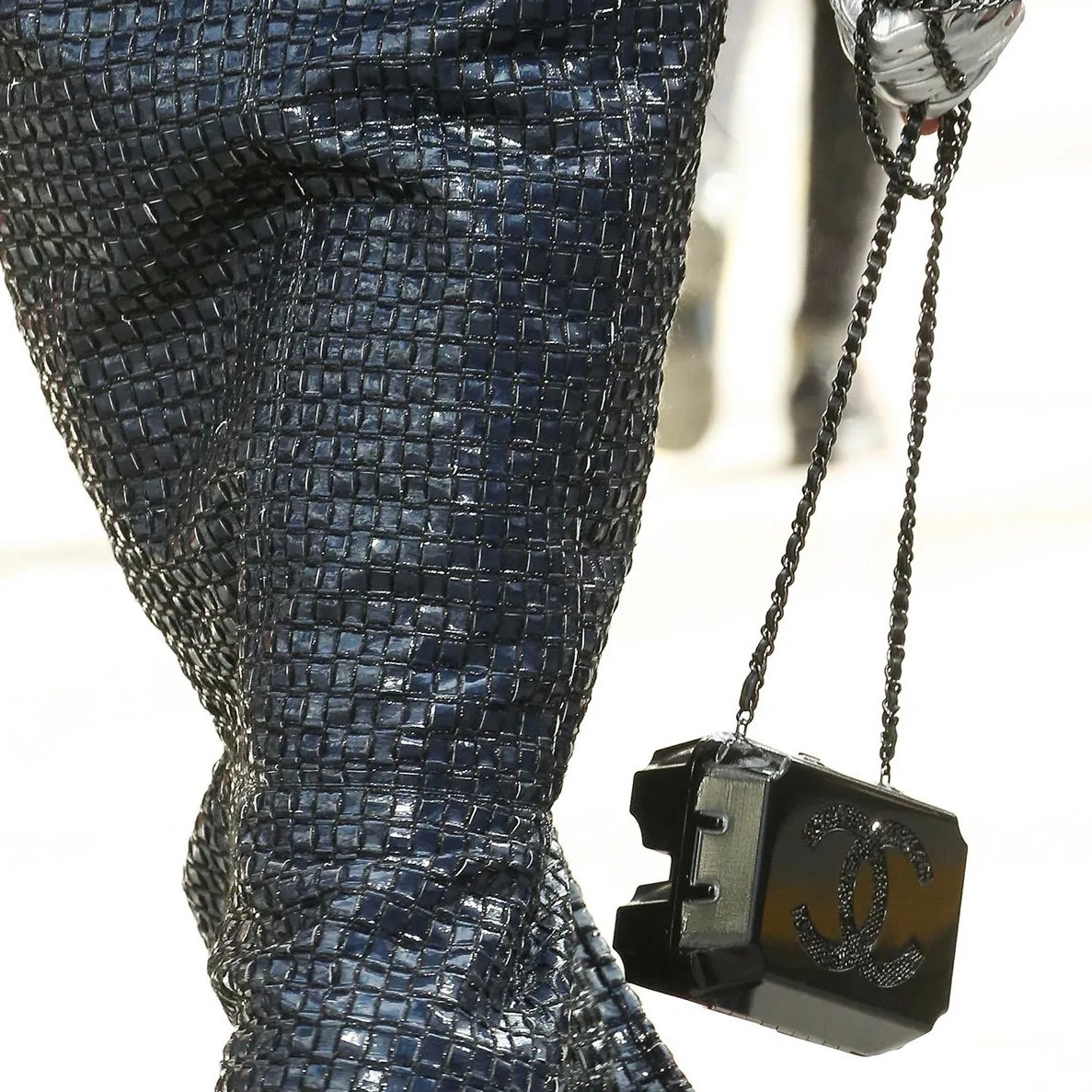 Chanel Supermarket Black Lucite & Crystal Egg Carton Jewelry Box Minaudière with Silver Hardware Fall 2014