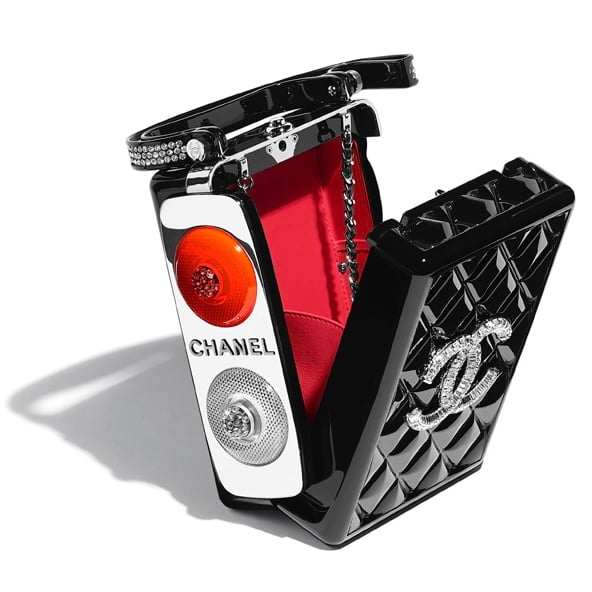Chanel Black Lucite & Crystal Traffic Light Minaudière with Silver Hardware Resort 2020