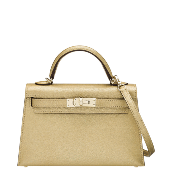 Hermès 20cm Metallic Doré Chevre Chamkilight Leather Mini Kelly