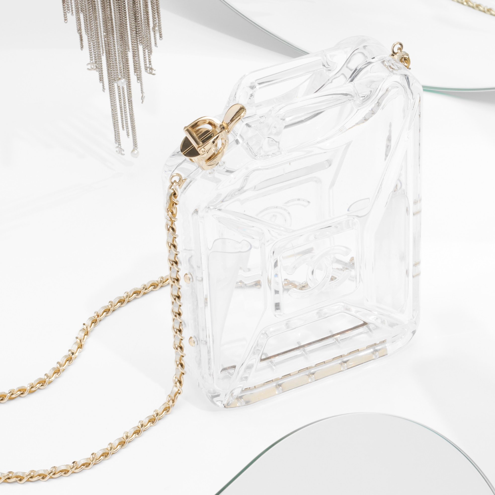 Chanel Paris-Dubai Métiers d'Art Clear Lucite Gas Can Minaudière with Light Gold Hardware Resort 2015