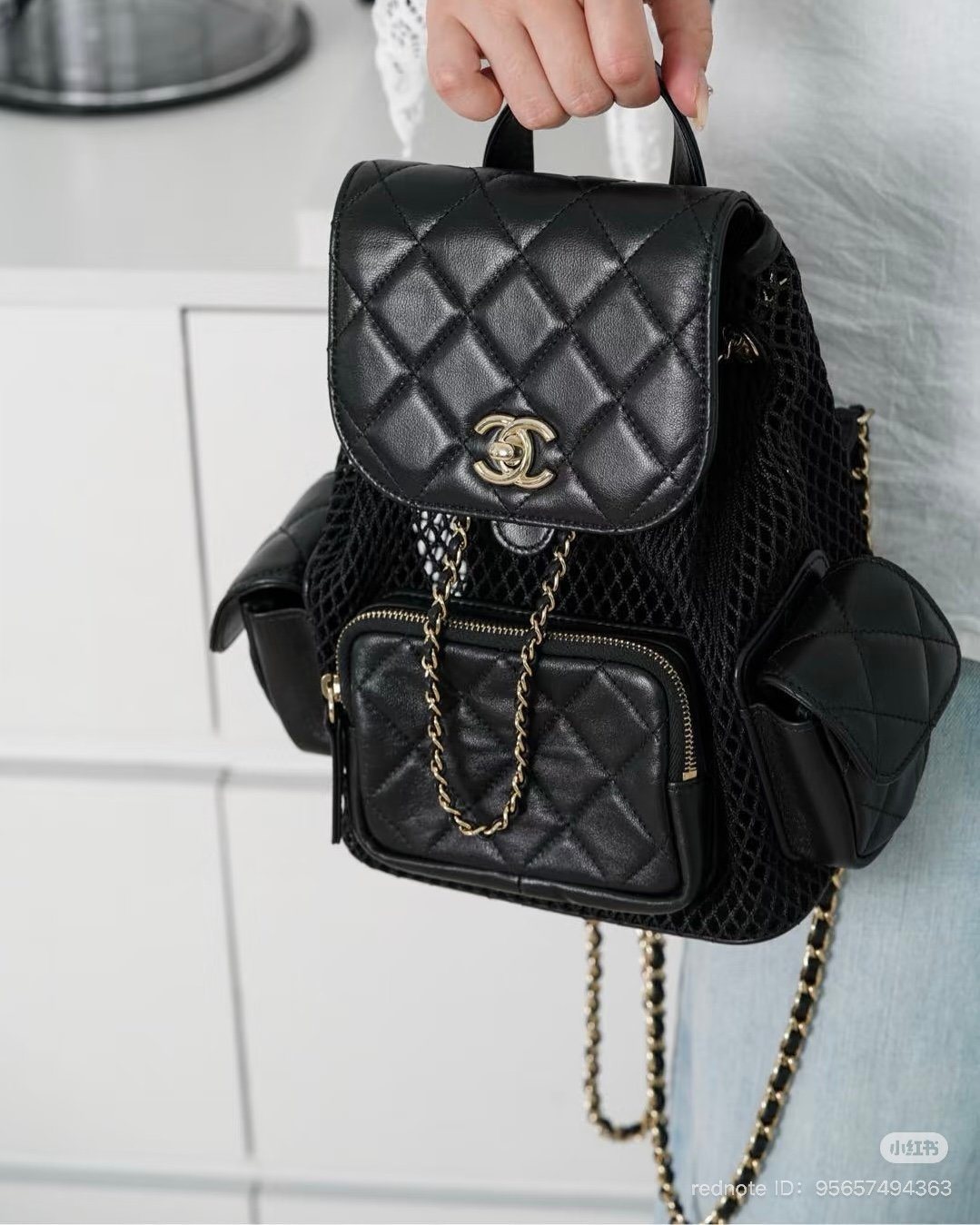 chanel 25s spring summer 2025 mesh backpack black