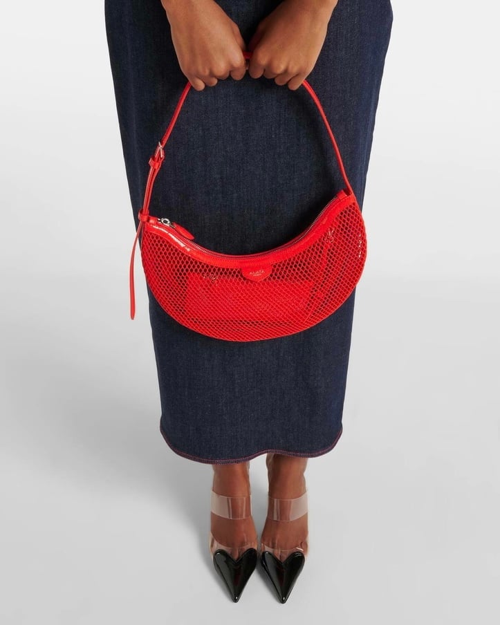 One Piece Demi Lune mesh shoulder bag alaia red