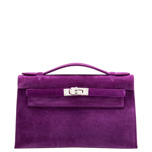 Hermès Violet Doblis Suede Kelly Pochette