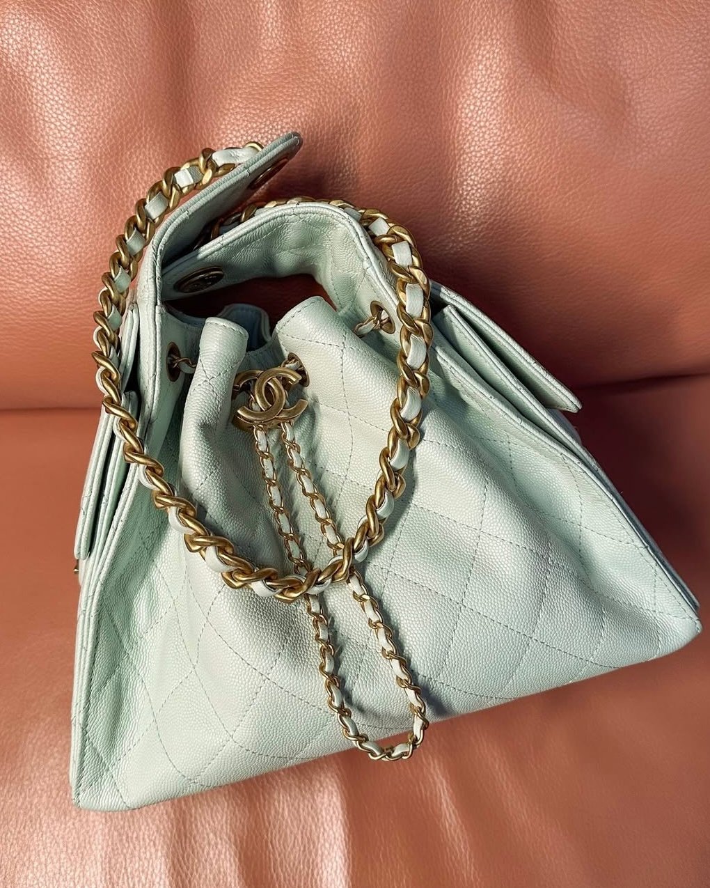 chanel 25 bag small light green