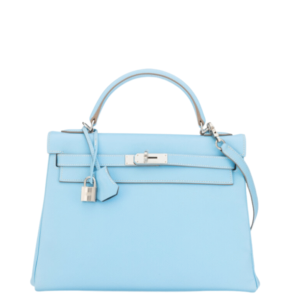 Hermès Candy Collection 32cm Bleu Celeste & Mykonos Epsom Leather Kelly Retourne