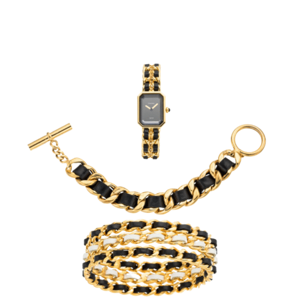 Set of Three Chanel Black Onyx and Leather