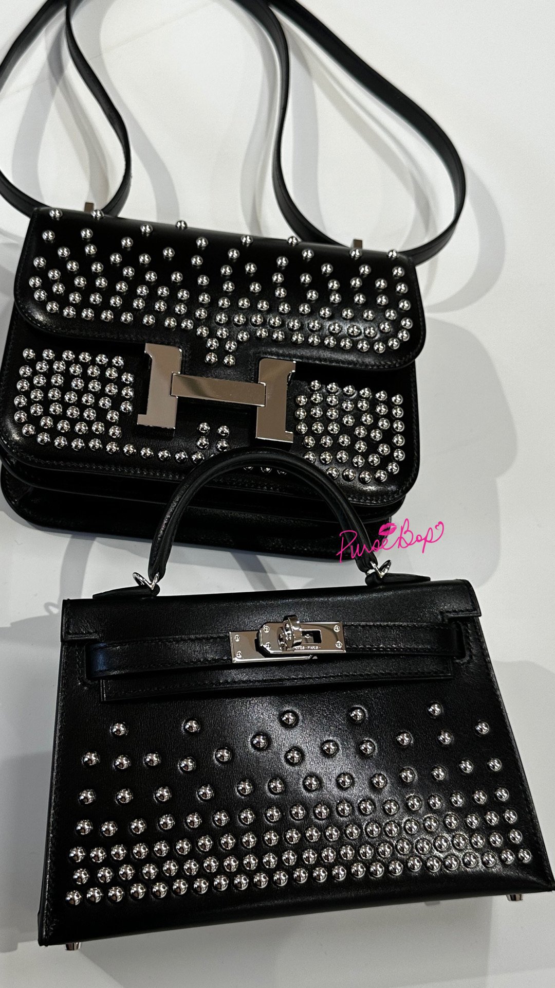 hermès mini kelly ii clouté box calfskin studded constance