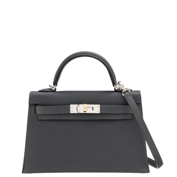 Hermès 20cm Gris Misty Epsom Leather Mini Kelly with Electrum Hardware