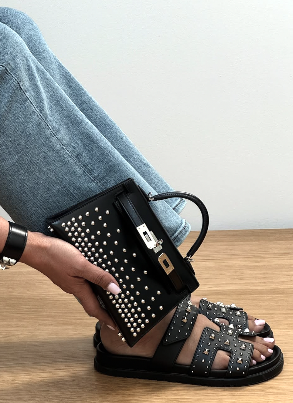 hermès mini kelly ii clouté box calfskin studded chypres