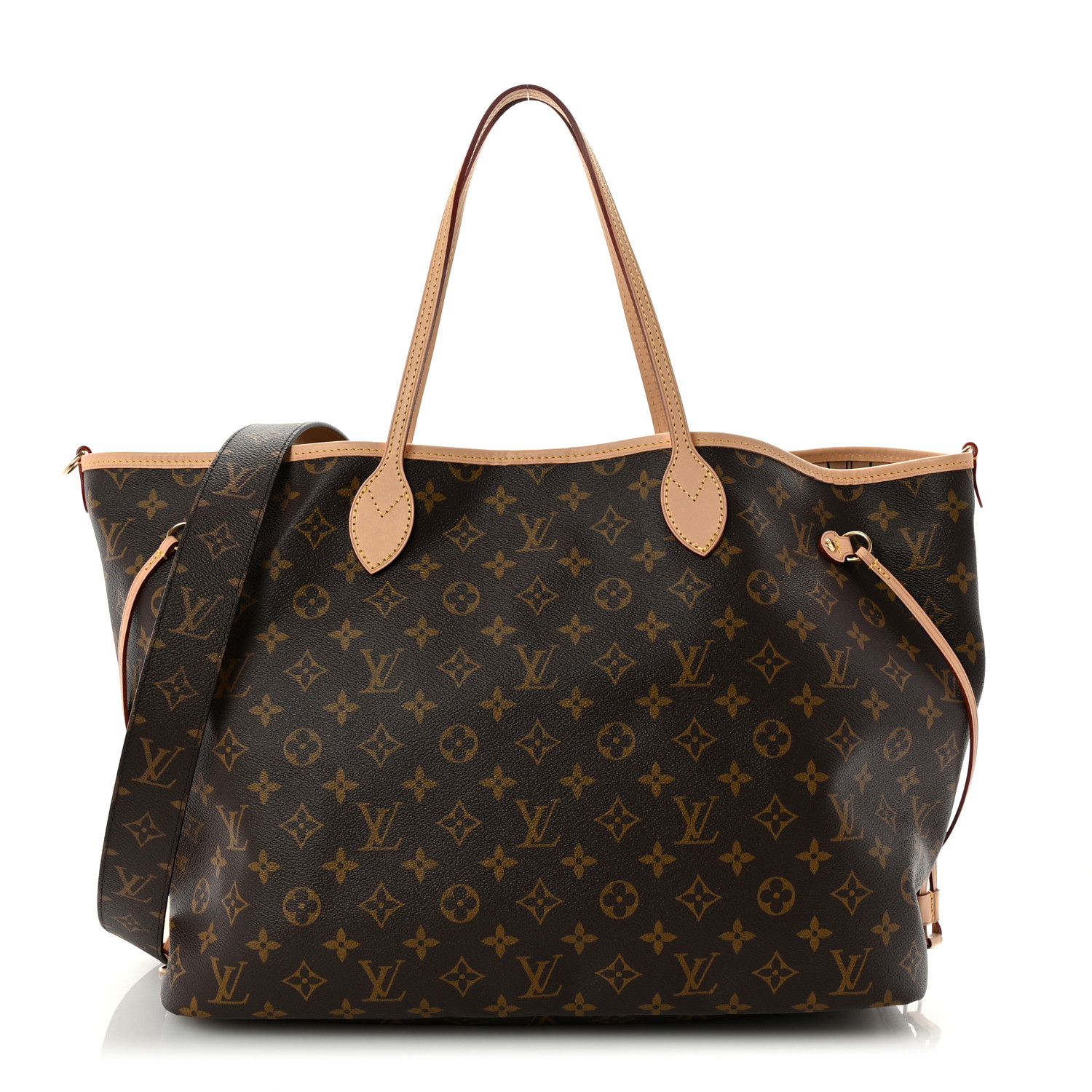LOUIS VUITTON Monogram Stamped Inside Out Neverfull Bandouliere GM Beige